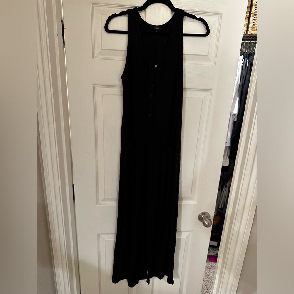 Quince Black Tencel Rib Maternity & Nursing Jumpsuit